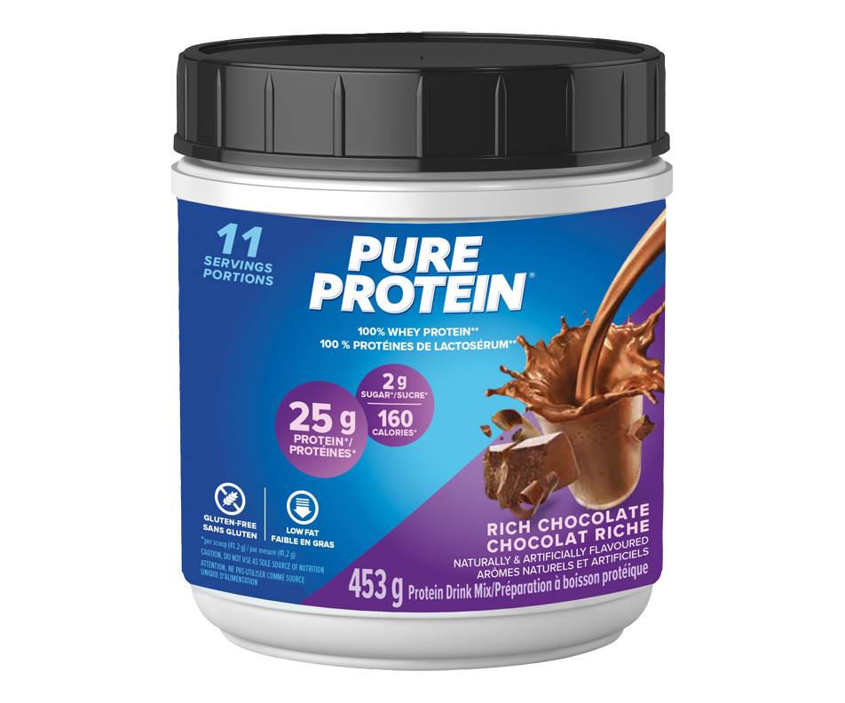 100 Whey Protein Powder, Rich Chocolate, 453 g Pure Protein