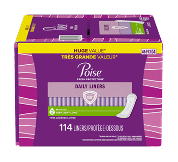 Image 1 of product Poise - Daily Ultra Thin Incontinence Panty Liners, Very Light Flow, Long, 114 units