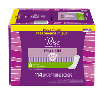 Image of product Poise - Liners Incontinence Panty Liners, 114 units, Very Light Absorbency, Long