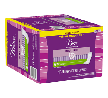 Image 2 of product Poise - Daily Ultra Thin Incontinence Panty Liners, Very Light Flow, Long, 114 units