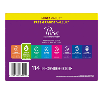 Image 5 of product Poise - Daily Ultra Thin Incontinence Panty Liners, Very Light Flow, Long, 114 units