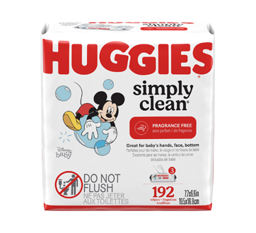 Simply Clean Baby Wipes, 3 x 64 units, Fragrance-Free