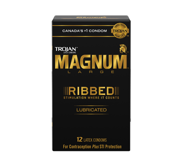 Magnum Ribbed Lubricated Condoms, 12 units