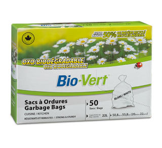 Kitchen Garbage Bag, 50 Bags, 20 x 22 in., White
