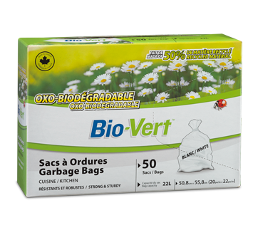 Image of product Biovert - Kitchen Garbage Bag, 50 Bags, 20 x 22 in., White