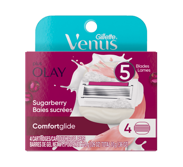 Venus ComfortGlide Plus Olay Women's Razor Blade Refills, 4 units, Sugarberry