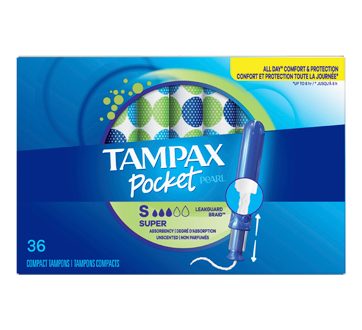 Pocket Pearl Compact Plastic Tampons Super Unscented 36 Units
