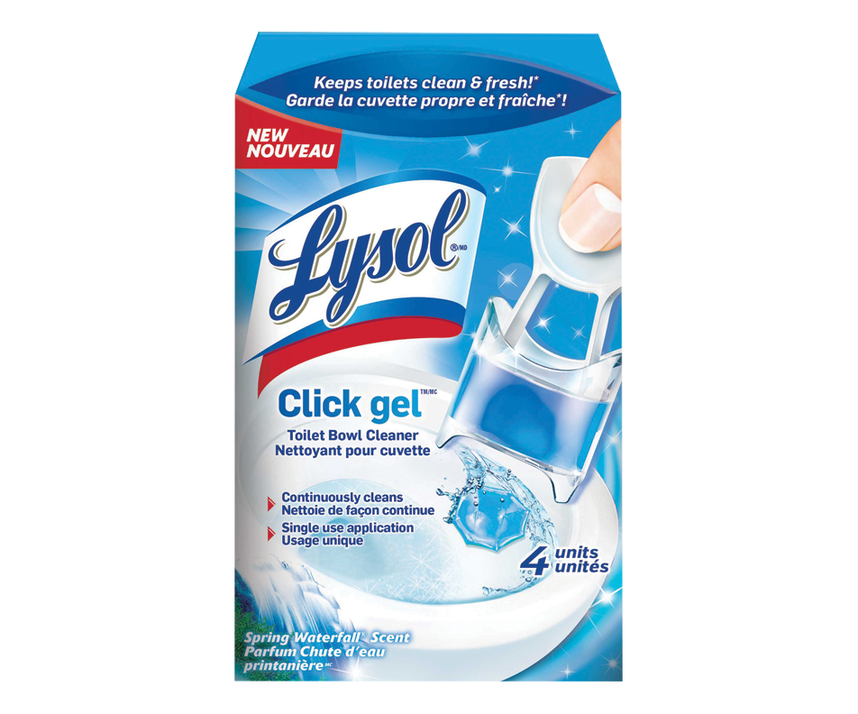 Click Gel Toilet Bowl Cleaner, 4 units, Spring Waterfall Lysol