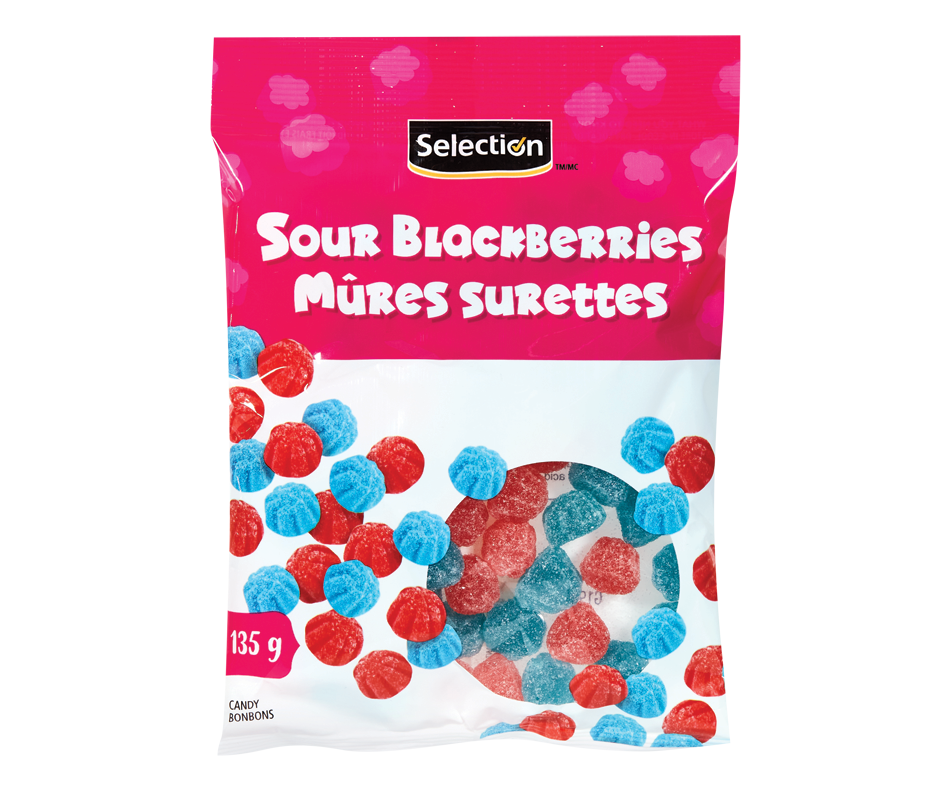 Sour Blackberries Candy, 135 g Selection Candy Jean Coutu