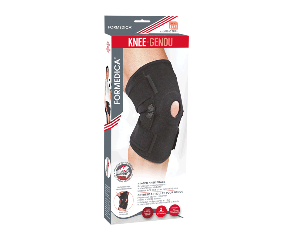 Hinged Knee Brace, 1 unit, Large/XLarge, 40 52 cm, Black Formedica