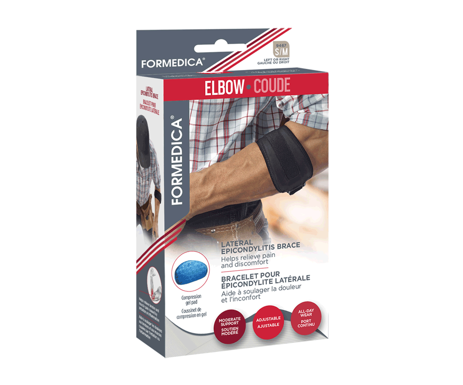 Tennis Elbow Support with Compression Pad, 1 unit, SmallMedium, Black
