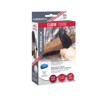Tennis Elbow Support with Compression Pad, 1 unit, Small-Medium, Black