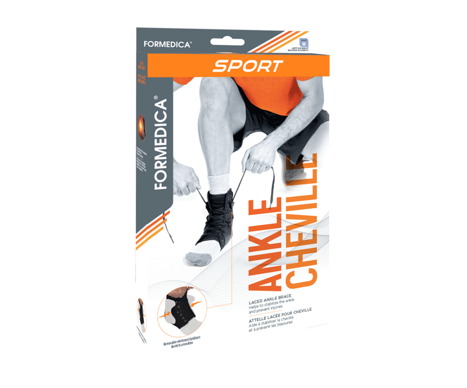 Laced Ankle Brace, 1 unit, Men 8 10, Women 10 11, Black