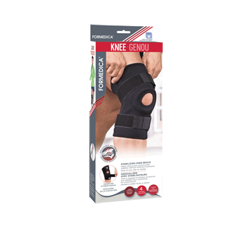 Stabilizing Knee Brace, 1 unit, Medium, 34 - 38 cm, Black