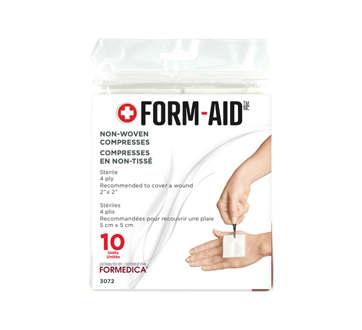 Non-Woven Compresses, 10 units, 5 cm x 5 cm, White