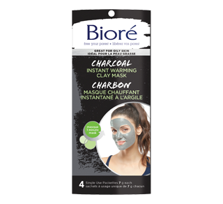 Self Heating One Minute Mask with Natural Charcoal, 4 x 7 g – Bioré : Mask