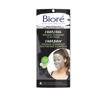 Image 1 of product Bioré - Self Heating One Minute Mask with Natural Charcoal, 4 x 7 g