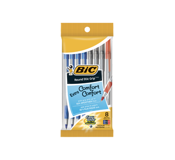 Round Stic Grip Pens, 8 units