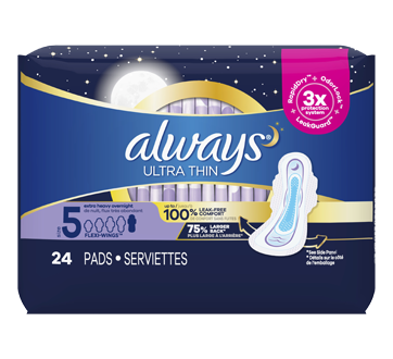 Ultra Thin Extra Heavy Overnight Pads With Wings, 24 units, Size 5