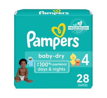 Baby Dry Diapers Size 4, 28 units