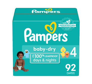 Baby-Dry Diapers, 92 units, Size 4