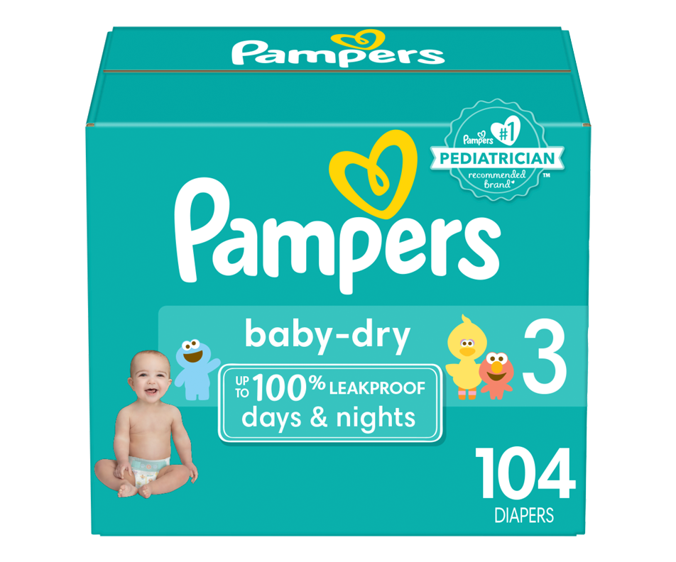 Baby Dry Diapers Size 3, 104 units Pampers Diaper Jean Coutu
