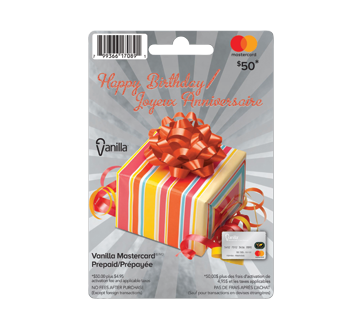 $50 Vanilla Happy Birthday Prepaid Mastercard, 1 unit