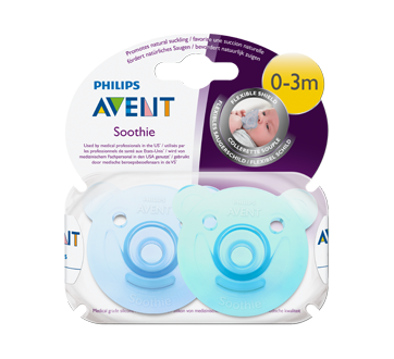 Soothie Shapes One Piece Pacifiers, 2 units, Blue and Green