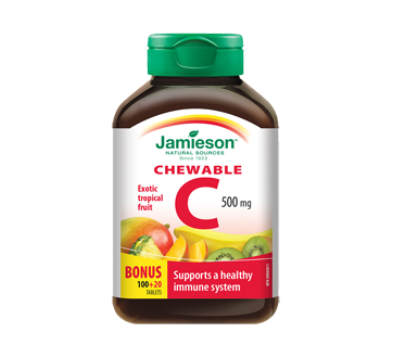 Image 1 of product Jamieson - Chewable Vitamin C  500 mg - Tropical FrUIt, 100+20 units