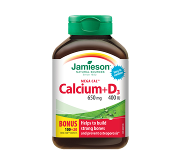 Image 1 of product Jamieson - Mega Cal Calcium 650 mg + Vitamin D3 400 IU  , 120 units