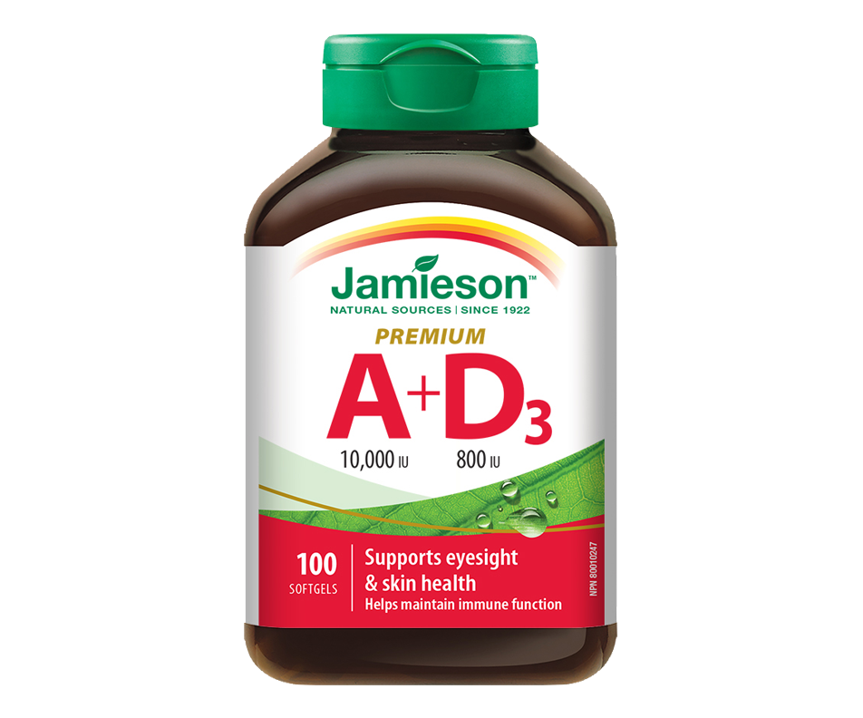 Vitamine A 10 000 UI + D 800 UI, 100 units Jamieson Natural Extract