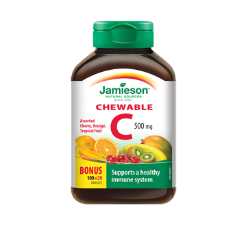 Image 1 of product Jamieson - Chewable Vitamin C 500 mg - Mixed 3 Flavours, 120 units