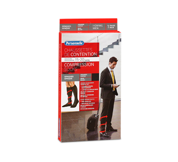 Compression Socks 15-20 mmHg Opaque, 1 unit, Black-Large
