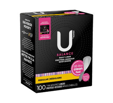 Image 2 of product U by Kotex - Balance Daily Wrapped Panty Liners, Light Flow, Regular, 100 units
