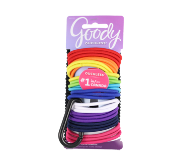 Image of product Goody - Ouchless Elastics with Carbiner Clip, 62 units, Black and Brights