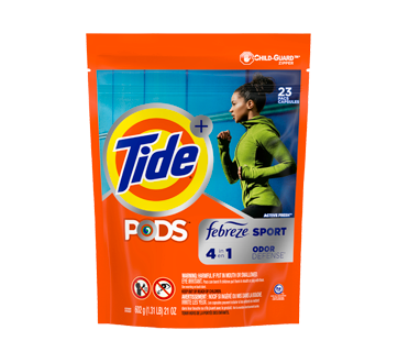 Pods Plus Febreze Sport Odor Defense Liquid Laundry Detergent Pacs, 23 units, Active Fresh