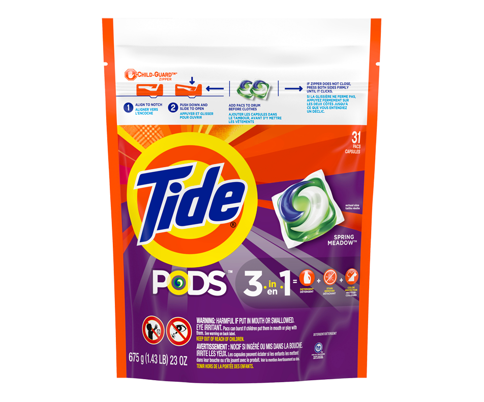 Pods HE Turbo Liquid Laundry Detergent Pacs, Spring Meadow, 31 units