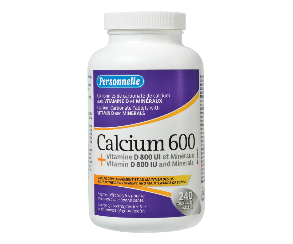Calcium 600 + Vitamin D 800 IU and Minerals, 240 units Personnelle
