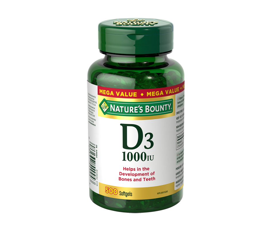 Vitamin D3 1000 IU, 500 units Nature's Bounty Vitamin D Jean Coutu