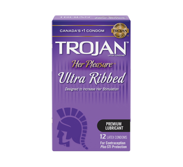 Image 1 of product Trojan - Her Pleasure Ultra Ribbed Lubricated Condoms, 12 units