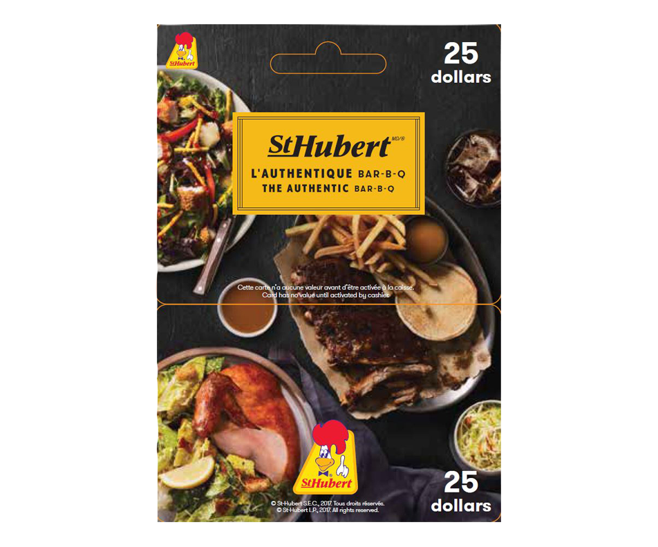 25 StHubert Gift Card, 1 unit Restaurant cards Jean Coutu