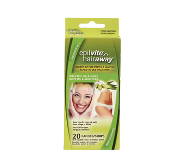 Ready to Use Wax Strips Olive Oil and Aloe - Face & Bikini, 20 units