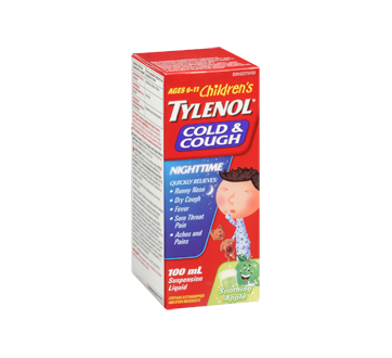 Image 2 of product Tylenol - Tylenol Cold & Cough Nighttime Formula Children's Suspension Liquid, 100 ml, Apple