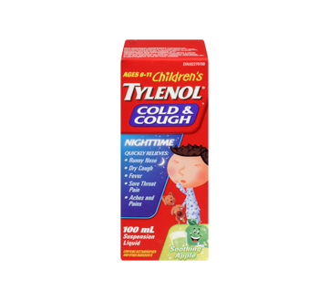 Image 3 of product Tylenol - Tylenol Cold & Cough Nighttime Formula Children's Suspension Liquid, 100 ml, Apple