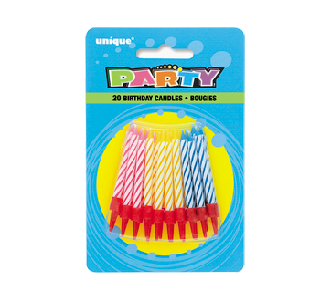 Birthday Candles in Holders, 20 units