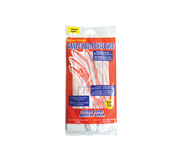 Cotton Gloves, 2 units, White, Medium
