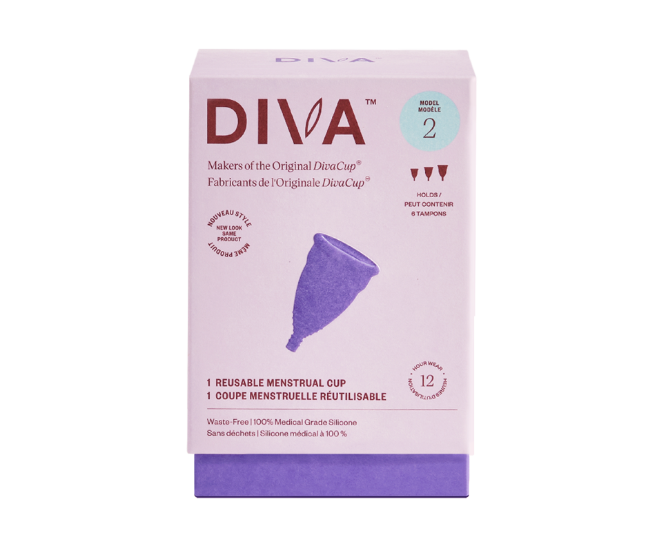 DivaCup Menstrual Cup, Model 2, 1 unit Diva International Pads and