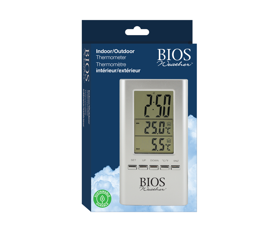 Indoor/Outdoor Thermometer, 1 unit Bios Weather Thermometer and hygrometer Jean Coutu