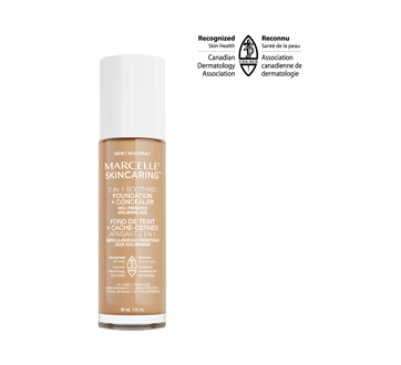 Skincaring fond de teint et cache-cernes apaisant 2 en 1 avec acide hyaluronique, 30 ml