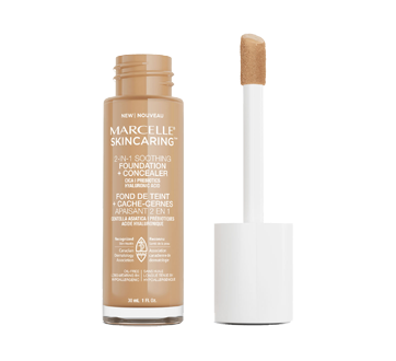 Image 2 of product Marcelle - Skincaring 2-in-1 Soothing Foundation + Concealer with Hyaluronic Acid, 30 ml Charnois Beige